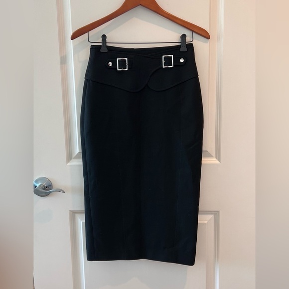 Karen Millen High Waist MIDI Pencil Skirt with Buckle Detail - Picture 1 of 16